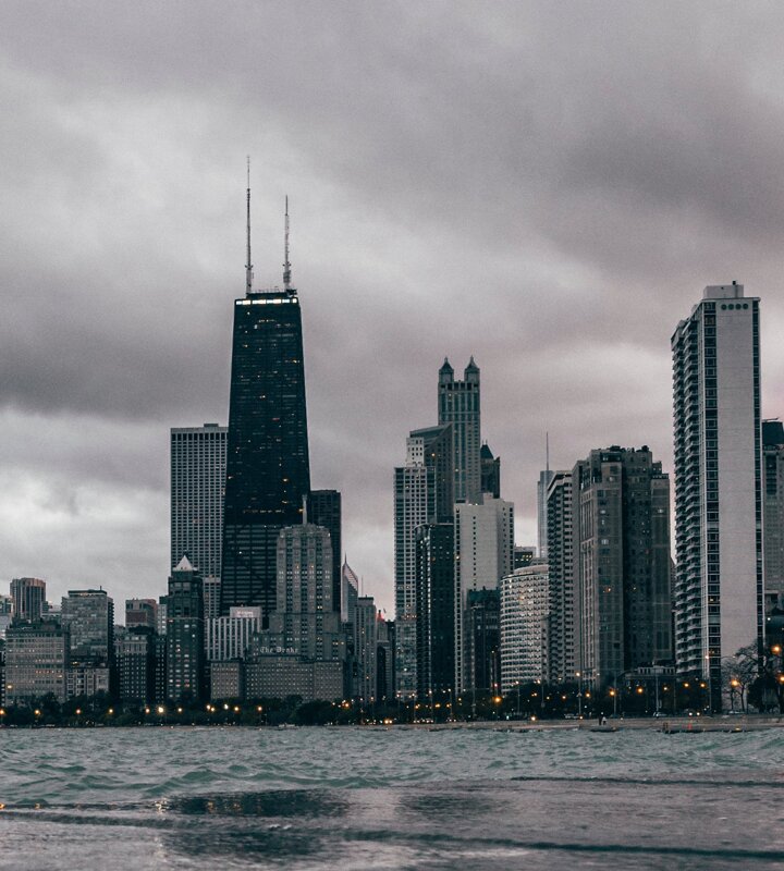 Chicago skyline from the north end by the lake