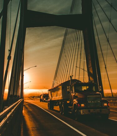 Truck on bridge